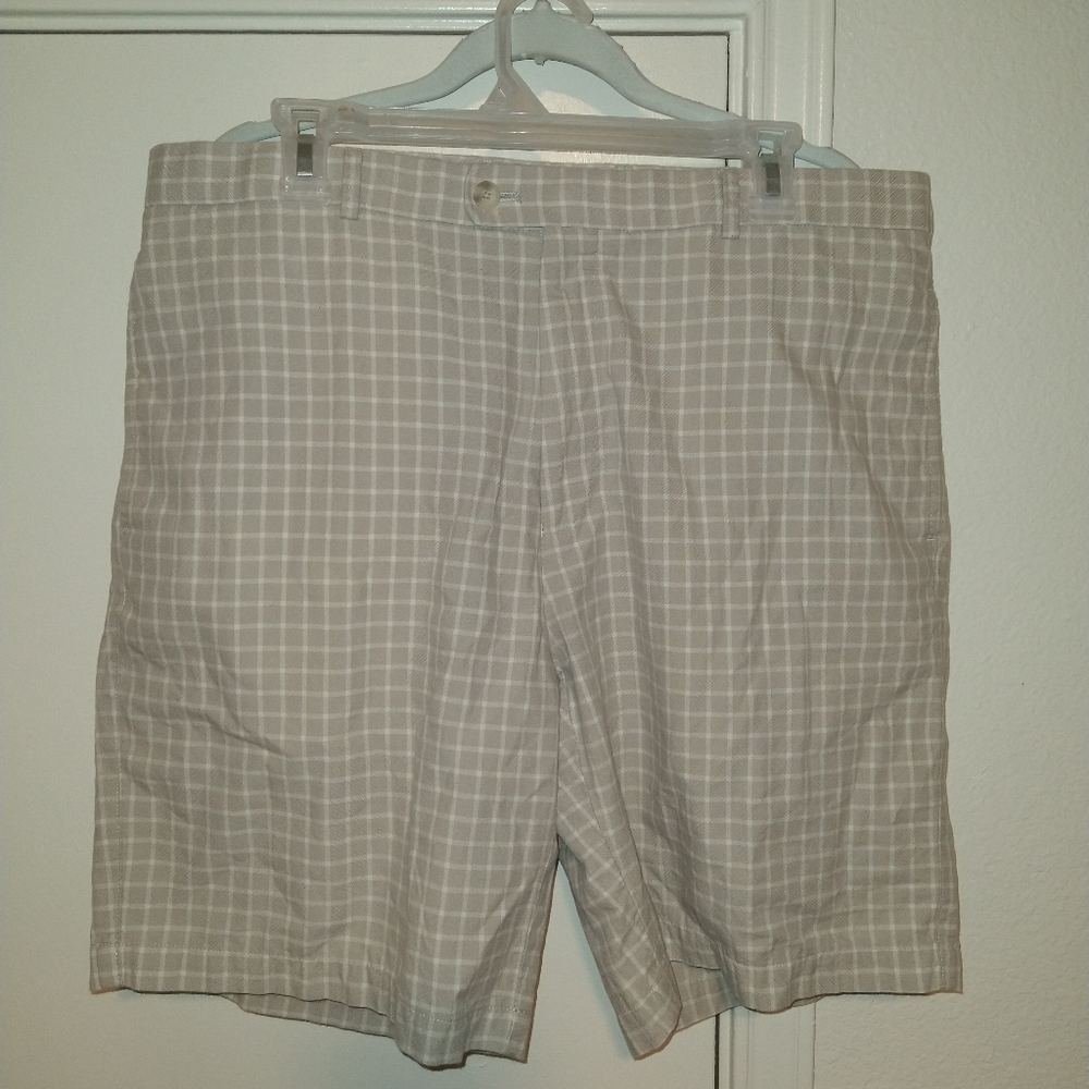 Peter Millar Plaid Cotton Flat Front Chino Shorts Men's sz 36x9